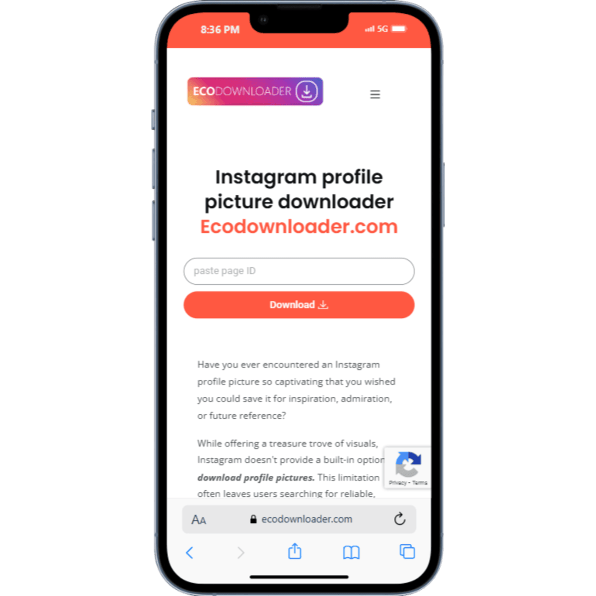 Téléchargeur de photo de profil Instagram 11 iPhone 13 PRO ecodownloader.com