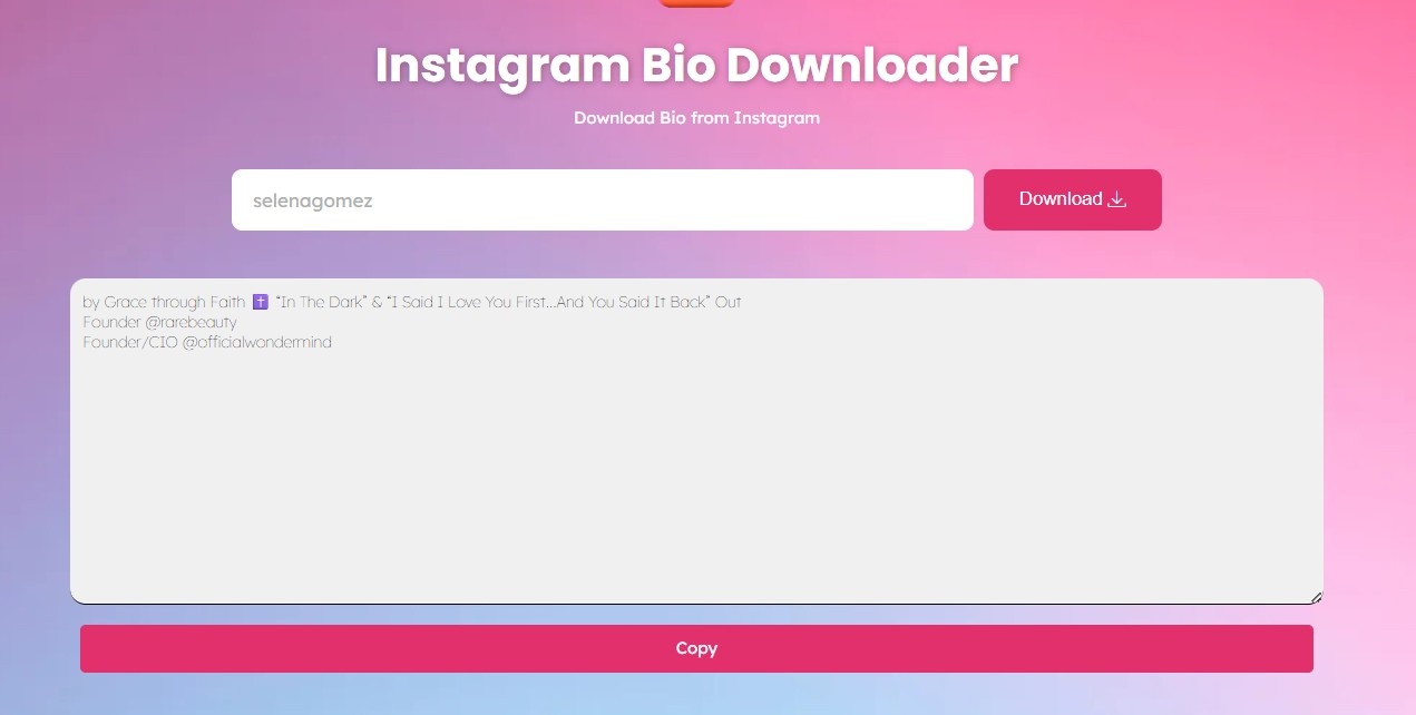 instagram bio downloader